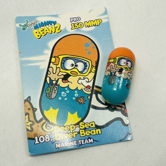 Mighty Beanz 108 Marine Team Deep-Sea 2002 Series 2 Bean & Pro Card - Picture 1 of 10